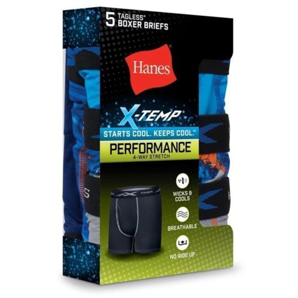 Hanes Boy's S/CH 6-8 Boxer Briefs 5 Tagless X-Temp Performance 4-Way Str…
